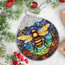 Bee Stained Glass Orament - Christmas Ornament - Christmas Decorations for Tree - Holiday Present ldeas - Gift Exchange