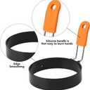 Egg Ring Pancake Mold Set, Stainless Steel Egg Rings Pancake Molds for Griddle 5 pack for frying Eggs and Omelet, Silicone Egg Rings with Handle
