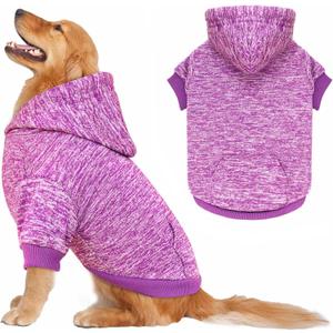 Dog Sweaters for Large Dogs Dog Hoodie Fleece Sweater Soft Clothes Sweatshirt with Pocket Hoodie for(Purple&XXL)