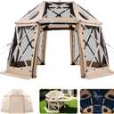 VEVOR Pop Up Gazebo Screen Tent, 12 x 12 ft Large High 13-Sided Camping Canopy Tent with Removable Top & Carry Bag, Quick Set & Bite-Proof Mesh Screen Sun Shelter for 8-10 Persons Backyard Patio