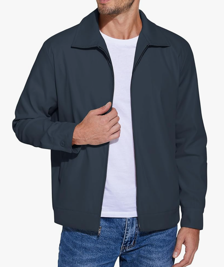 Men's Lightweight Zip Up Jacket Eisenhower Work Office Jackets Casual Golf Outwear Size XLT