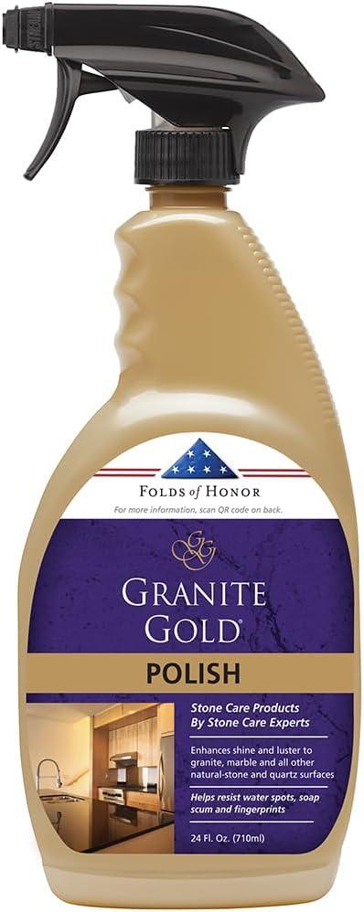Granite Gold Polish Spray, Streak-Free Shine for Granite, Quartz, Marble, Travertine, Natural Stone Countertops, 24 Fl Oz (Pack of 1) Granite Gold Polish Spray, Streak-Free Shine for Granite, Quartz, Marble, Travertine, Natural Stone Countertops, 24 Fl Oz (Pack of 1)