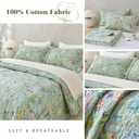 QSH 100% Cotton Oversized King Quilt Bedspread Bedding Set(128"x120"),3Pcs Extra Wide Green Floral Quilt Flower Bird Butterfly Printed Bedspread Coverlet Oversized King Lightweight Soft Bedding Set