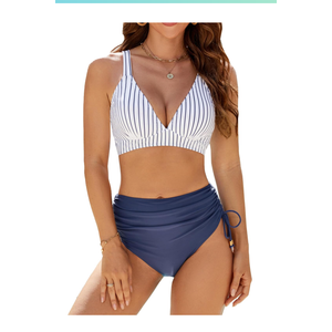 Edelqual Women High Waisted Bikini Sets Tummy Control Swimsuits Two Piece Drawstring Bathing Suit 2025 Summer Swimwear
S