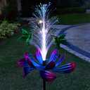 Solar Hummingbird Wind Spinners, Solar Firework Lights Garden Dcor, Metal Lotus Flower Windmill Colour Changing Optical Fiber Lights Yard Decoration, Outdoor Wind Sculpture for Lawn Patio,Balcony