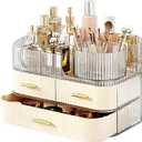 Zorianta 3 layer vanity desk organizer with drawers Rotating Makeup Organizer