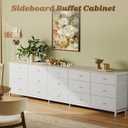 Huuger 78.7 inch Long Dresser for Bedroom, 15 Drawer Fabric Dresser for Closet, Large TV Stand for 65, 75, 85 inch TV, Wide Chest of Drawer with Storage, 78.7" W x 12.9" D x 26.7" H, White