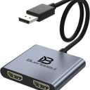 DisplayPort to Dual HDMI Adapter 4K@60Hz, DisplayPort Splitter for Dual HDMI Monitors, Supports Extended Display SST/MST Hub, DP Splitter 1 in 2 Out for PC, Desktop, NVIDIA/AMD Graphics Card