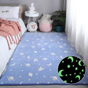 Eanpet Glow in The Dark Floor Mats Luminous 5 x 7 Area Rug Soft Decorative Play Mat for Kids Crawling Mat Non-Slip Living Room Rug Carpets for Bedroom Home Decor,Blue Universe