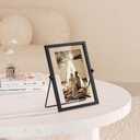 2 x 5x7 Floating Picture Frame, Black Photo Frame, Metal Pressed Flowers Desk Picture Frame with Glass for Multiple Photo Sizes (4x6, 5x7, 6x8) Great for Photos, Gift, Pictures, Wedding, Portraits