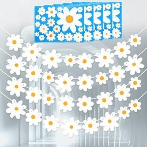 10 Pack Daisy Garland with 5 Sheets Daisy Stickers Boho Party Decorations 196.8 Inch Hanging Flower Banner for Wedding Birthday Shower