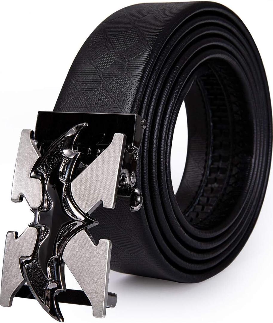 Dubulle Designer Ratchet Belt for Men Leather Fashion Adjustable Automatic Buckle Sliding Removable Dress Casual (Adjustable Fit 22" to 38" Waist)