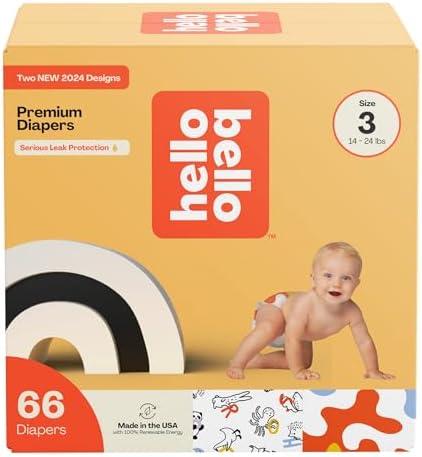 Hello Bello Premium Diapers Size 5,  Capital Critters & Get in The Groove Designs, 66ct Club Box