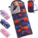 tuphen Kids Sleeping Bag - 50-77 3-Season Waterproof Sleeping Bag for Boys & Girls, Lightweight 2.2 lbs Camping Gear with Compression Bag Ideal for Camping, Hiking, Indoor (Blue&Red)