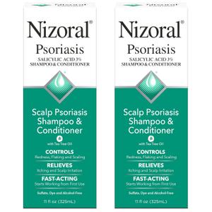 Nizoral Psoriasis Shampoo & Conditioner, 11 Oz, Gentle Scalp Treatment, Relieves Itching, Flaking, Redness, Scaling Effective Scalp Psoriasis Shampoo with Salicylic Acid and Tea Tree Oil (Pack of 2)