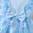 Renotemy Baby Girl Tulle Tutu Dress Blue Butterfly Sleeveless 1st Birthday Dress for Baby Girl Shower Gifts Boho Fairy Baptism Princess Wedding Birthday Party Dresses with Flower Headband 12-18 Months