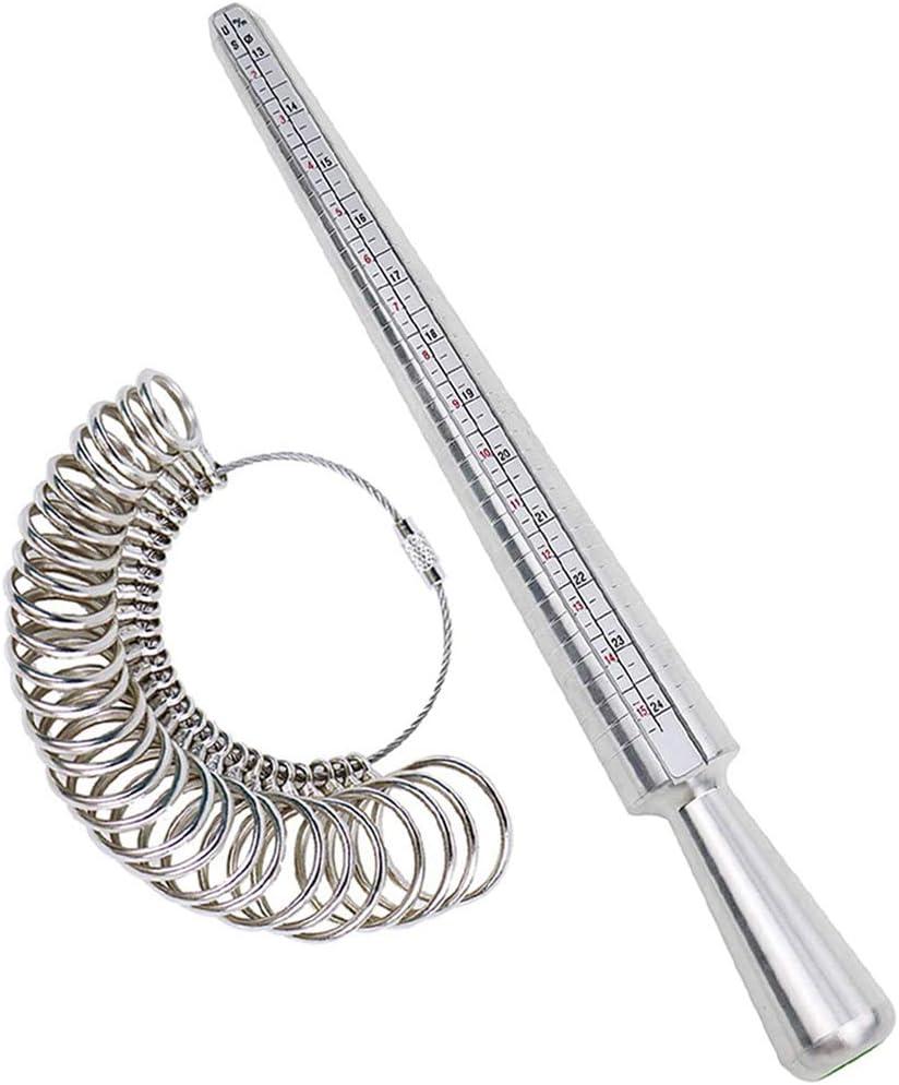 NIUPIKA Ring Sizer Measuring Tool Ring Mandrel Ring Measurer Ring Sizing Kit Measure Finger Size Measurement Tool Set Metal Gauge US Size 1-13 Jewelry Sizers Kit of 27 Pieces