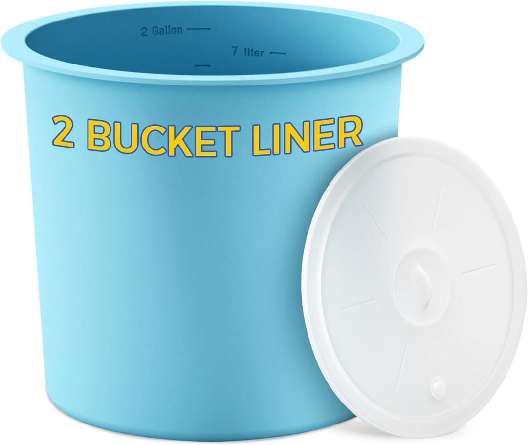 2 Gallon with Lid Reusable Silicone Bucket Pail Liner for Kitchen, Outdoor, Gardening, Camping, Thinset & Paint Food Grade, Foldable & Heat-Resistant Multi-Purpose,Blue