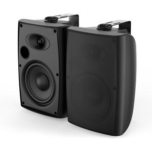 Herdio 400W 6.5 Inch Passive Outdoor Speakers Wired Waterproof,2 Way Wall Mounted Speakers with Powerful Bass for Patio Home Indoor Poolside Deck Backyard (Pair,Black)
