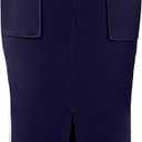 SOFIA'S CHOICE Women's Drawstring Midi Skirts High Elastic Waist Skirt (Blue, L)