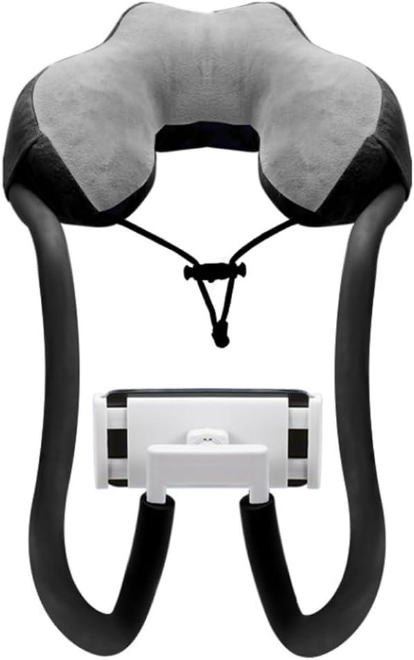 U Pillow Neck Phone Holder for Recording, Neck Pillow Lazy Phone Bracket, 360Rotation Universal Mobile Phone Tablet Stand for Home,Travel, Outdoor (Blue)
