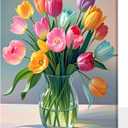 ACANDYL Tulip DIY Paint by Numbers Kit for Adults Paint by Numbers Beginner Canvas Painting by Number DIY Acrylic Oil Painting on Canvas Arts Craft Decoration Flower 16x20 Inch