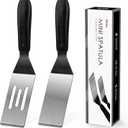 Small Spatula Professional Mini Serving Spatula, 2 Pieces Stainless Steel Metal Spatulas Set, Cutter and Serve Turner for Kitchen, Flipping or Cooking for Brownie, Cookie, Lasagna, Pancakes or Cake