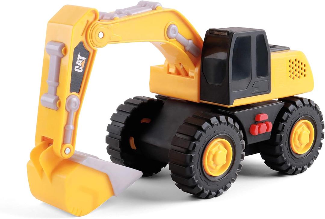 CAT Construction Toys, Tough Machines Toy Excavator, 10" W/Realistic Lights & Sounds, Rumbling Action, Movable Parts & Sturdy Plastic Construction