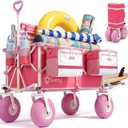 Sekey Heavy Duty Beach Wagon with 9" Big Sand-Proof Wheels, 300L Oversized Foldable Beach Cart with Cooler| Adjustable Handle & Balloon Tires for Sand, Camping,Vacation