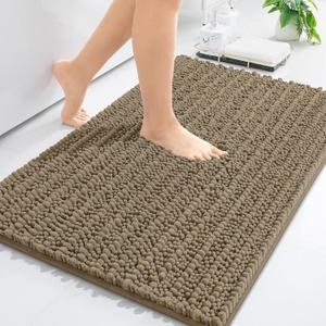 Arotive Luxury Chenille Bathroom Rug Mat, Extra Soft Thick Absorbent Shaggy Bath Rugs, Non-Slip Machine Wash Dry, Plush Bath Mats for Bathroom, Shower and Tub, 30x20, Camel