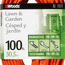 Woods Outdoor Extension Cord, 100 Ft 16 Gauge 3 Prong, Lawn & Garden, Orange, 0269
