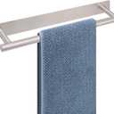 Self Adhesive Towel Bar, 16 Inch Round Towel Racks for Bathroom Wall Mounted SUS304 Stainless Steel Towel Hanger for Kitchen, No Drill or Screw-Mounted Towel Holder (Brushed Nickel)