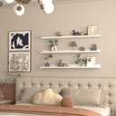 Giftgarden 47 Inch White Floating Shelves for Wall Mount, Modern Long Wood Wall Shelf Ledge for Bathroom Bedroom Living Room Kitchen Nursery Storage, Set of 3 Different Sizes