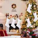 6 Pack White Christmas Stockings,20 Inch Snowy White Faux Fur Stockings Christmas,Xmas Stockings Hanging Stocking Christmas Decorations
