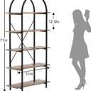 Arbuxzuy Arched Bookshelf 5 Tier Book Shelf, 31.5 Inch Width Industrial Arch Bookcase, Curved Tall Bookshelf with Open Shelves for Home Office, Living Room, Bedroom, Rustic Brown