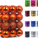 Emopeak 24Pcs Christmas Balls Ornaments for Xmas Christmas Tree - 4 Style Shatterproof Christmas Tree Decorations Hanging Ball for Holiday Wedding Party Decoration (Orange, 2.4"/6.2CM)