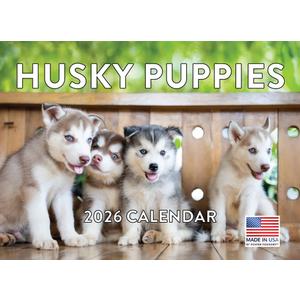 Siberian Husky Puppy Calendar 2026 Monthly Wall Calender 12 Month | American Made In The USA