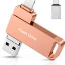 MFi Certified 512GB Photo Stick, 3 in 1 USB Flash Drive for iPhone Memory Stick with Photo Backup Drive, High Speed USB Thumb Drive Storage for iPhone/iPad/Android/PC Pink