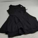 Kaximil Women's Square Neck Ruffle Hem Mini Dress Ruched Waist Short Party Dresses (Large, Black)