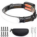 LED Headlamp Rechargeable, Super Bright 1500 Lumens 230° Wide Beam Headlamp, 3 Modes IPX6 Waterproof Lightweight Head Light with Taillight & Clips for Camping, Running,Fishing, Outdoors, Hard Hat Work