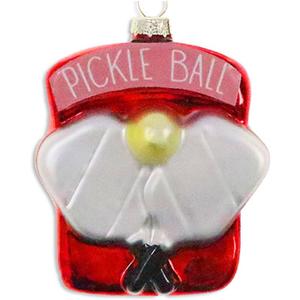 Pickleball Christmas Ornament Matching Paddles with Sports Ball Glass Holiday Tree Decoration