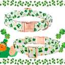 Lionheart glory St. Patrick's Day Dog Collar, Clover Green Dog Collars for Large Dogs Spring Pet Collar Adjustable Heavy-Duty Puppy Collars Pet Gift