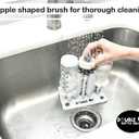 Double Baby Bottle Cleaning Brush Set with Suction Base - Cleans Two Bottles at Once - Includes Nipple Cleaner Brush - High Density Bristles, Dishwasher Safe - Baby Gift & Newborn Essential