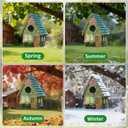 Bird Houses for Outside Cottage-Style Hanging Birdhouse with Flower Accents Hand-Painted Resin Decorative Birdhouses for Outdoors for Bluebird Finches Cardinals Bird Nesting Garden, Patio, Yard