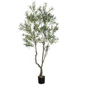 Aurlan 7.55ft Artificial Olive Tree, Faux Olive Tree with Lifelike Fruits, 90.55in Fake Olive Tree with Sturdy Plastic Pot, Artificial Plants for Office Home Living Room Indoor Outdoor Decor