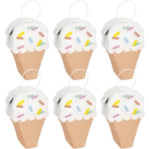 Multicolor Ice Cream Cone Shaped Mini Tissue Paper Pinata Decoration (7" x 4" x 2.75") - 1 Pc. | Adorable Design, Perfect For Birthday, Baby Shower, Summer Event, & More