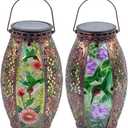 Outdoor Solar Lantern-Waterproof Hummingbird Hanging Metal Decorative Lights for Patio Table Garden Pathway Yard with Super Bright Warm White LED, Large Solar Panels, Auto On/Off Sensor