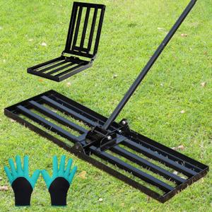 DOUBFIVSY Lawn Leveling Rake, 30x10 inch Lawn Leveler Tool with 80 Adjustable Long Handle, Lawn Lute Heavy Duty Sand Leveling Rake Dirt Leveler for Yard Grass Level Soil Golf Field Farm Pasture