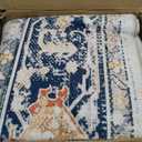 RELEANY Area Rugs 10'x12' Washable Non-Slip, Floral Vintage Distress Print Pattern Medallion Carpet for Living Room Bedroom Dining Room, Beige Navy Blue Orange Colorful