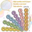 JarThenaAMCS 69 Ft Boho Happy Face Bulletin Board Borders Colorful Smile Face Adhesive Trim Border for Back to School Classroom Office Decoration